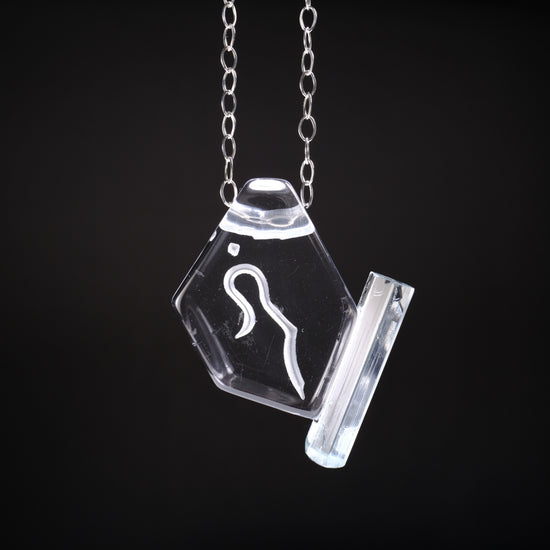 Optical Quartz Pendant with Aquamarine Accent