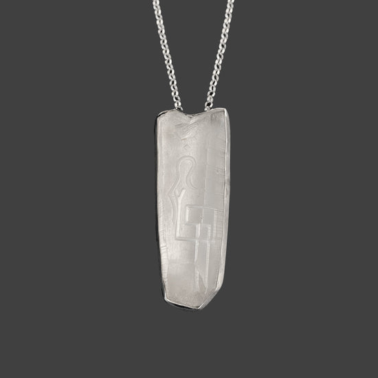 Natural Lemurian Sterling Silver Pendant with Divine Feminine & Sacred Masculine Symbols