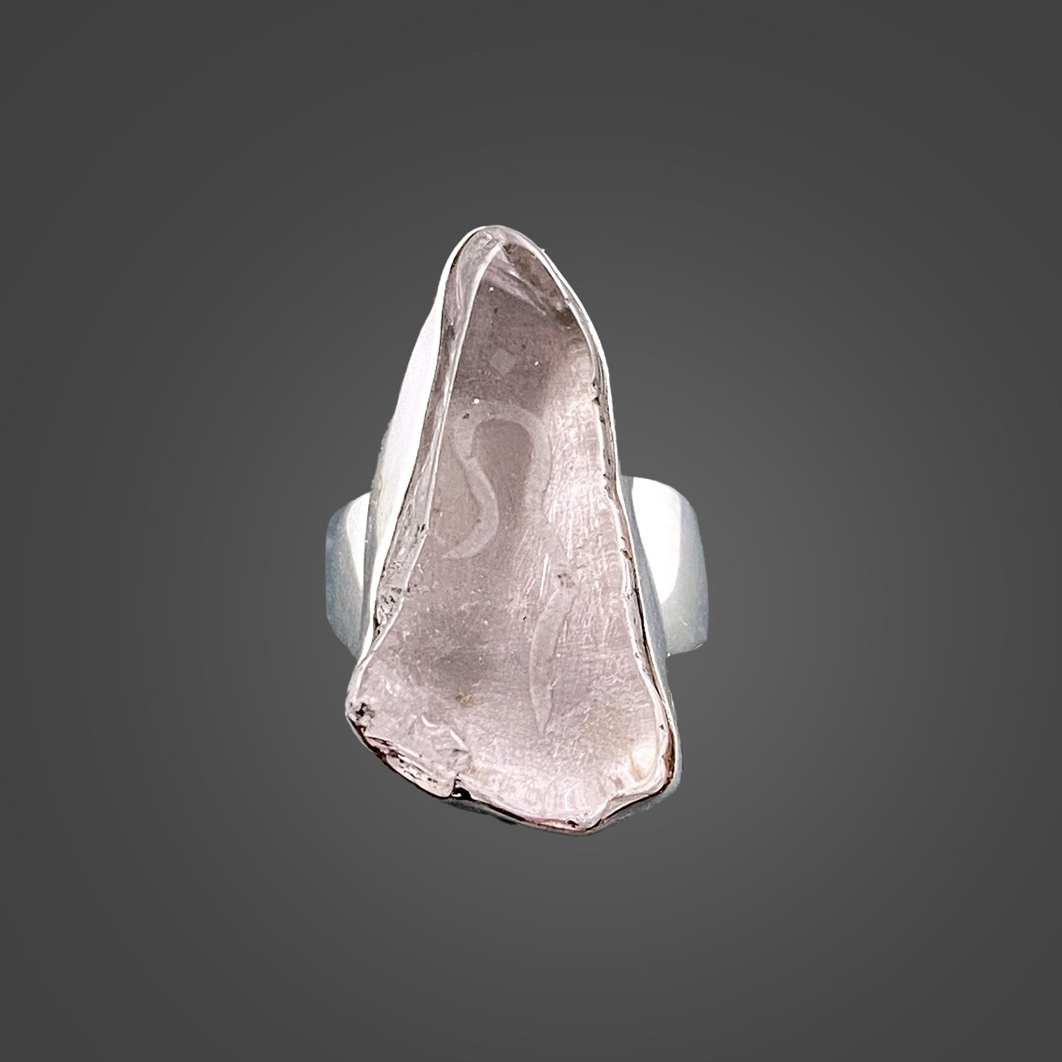 Kunzite Sterling Silver Ring with Divine Feminine Symbol size 5